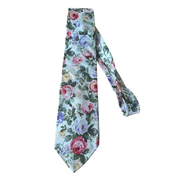 WRIGHT & CO Vintage Men's Floral Rose Print Tie - Picture 6 of 6